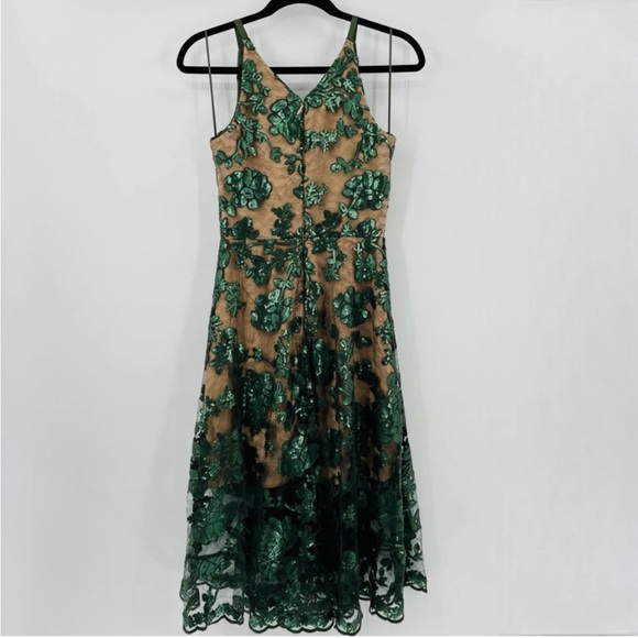 Dress the Population Dress Size XSmall Blair Embellished Sequin Fit Flare Midi - Picture 7 of 11